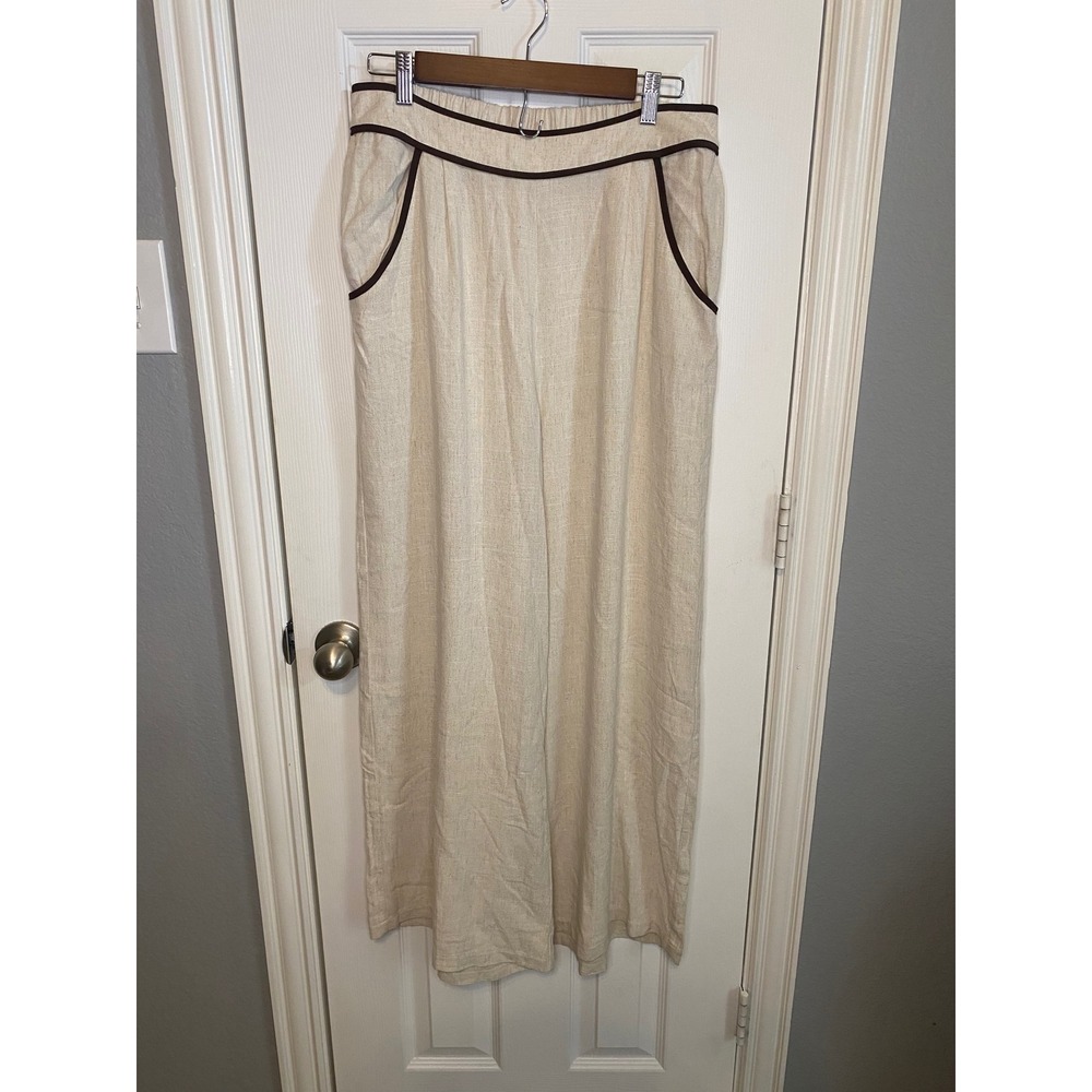 SIENNA SKY Wide Leg Linen Palazzo Pants Women's XL Smocked Bohemian